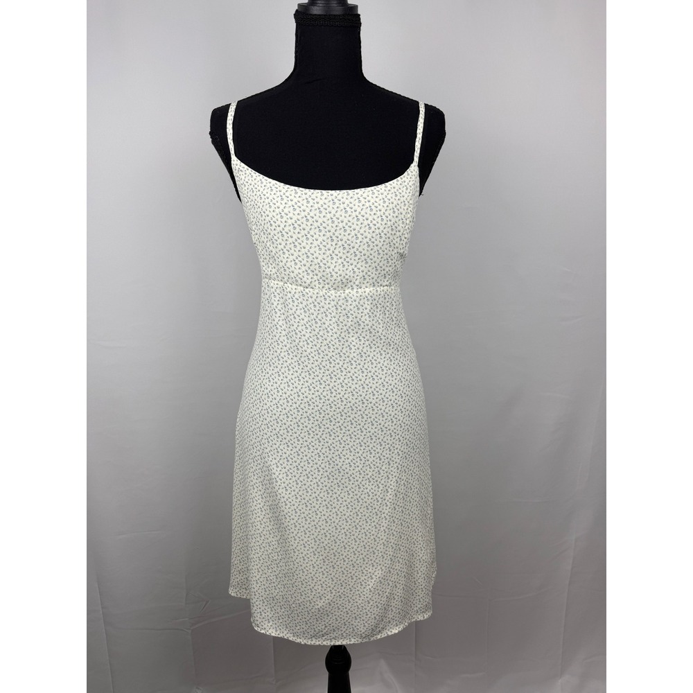 Brandy Melville Floral Slip Dress White Blue NWT One Size Tie Back Mini